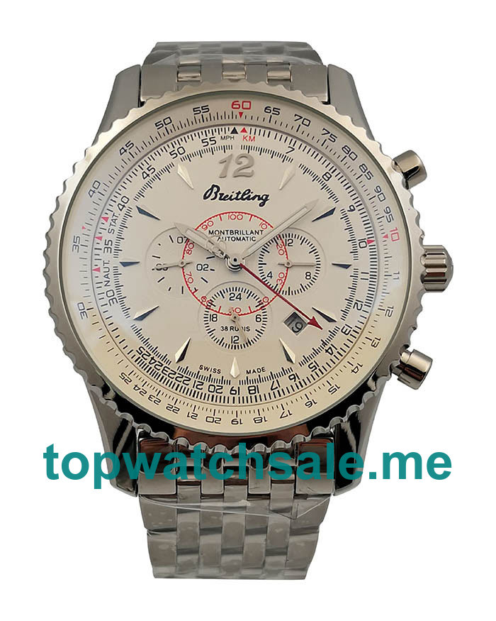 UK Swiss Made Fake Breitling Montbrillant A41330 With White Dials Steel Cases For Men