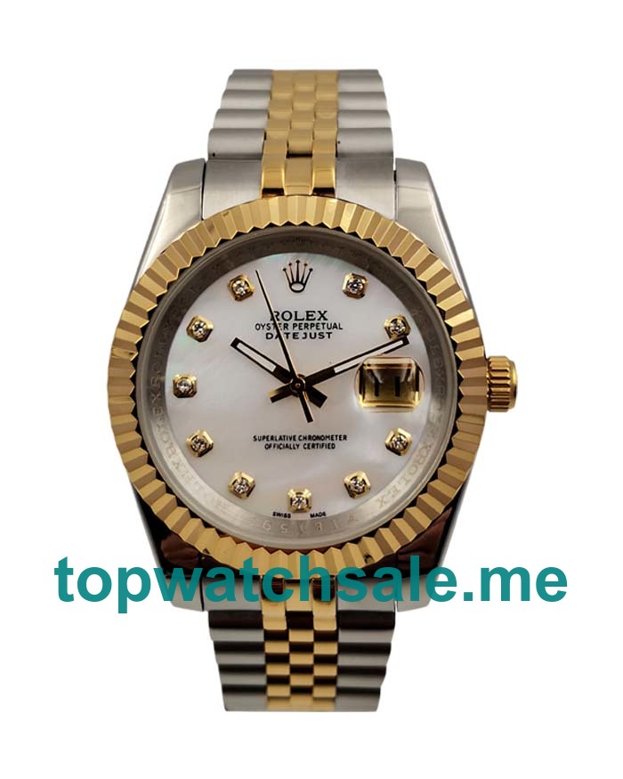 UK Best Quality Rolex Datejust 116233 Replica Watches With White Mother-Of-Pearl Dials Online