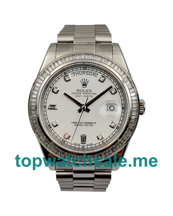 UK AAA Quality Rolex Day-Date 118346 Replica Watches With White Dials And Steel Cases For Sale