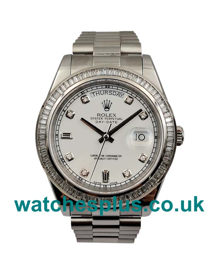 UK AAA Quality Rolex Day-Date 118346 Replica Watches With White Dials And Steel Cases For Sale