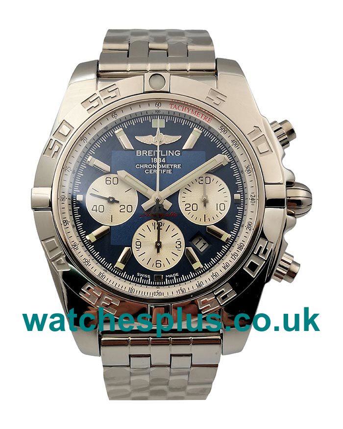 UK Best 1:1 Breitling Chronomat A011C88PA Replica Watches With Blue Dials For Men