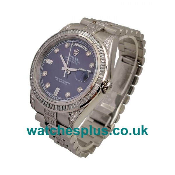 UK 41 MM Luxury Replica Rolex Day-Date 118346 With Blue Dials And Steel Cases For Sale