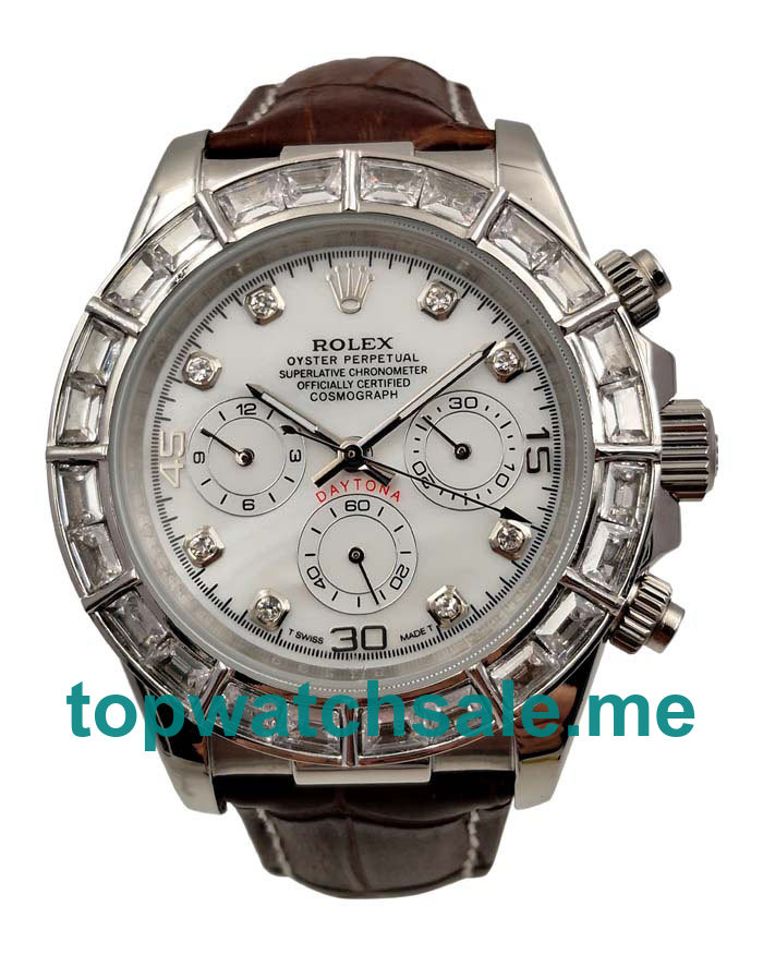 UK Luxury Rolex Daytona 116589BR Replica Watches With White Mother-Of-Pearl Dials Online