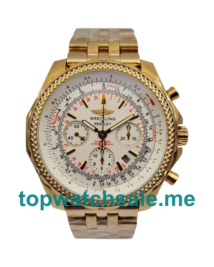 UK AAA Quality Fake Breitling Bentley Motors A25362 With White Dials And Gold Cases For Men