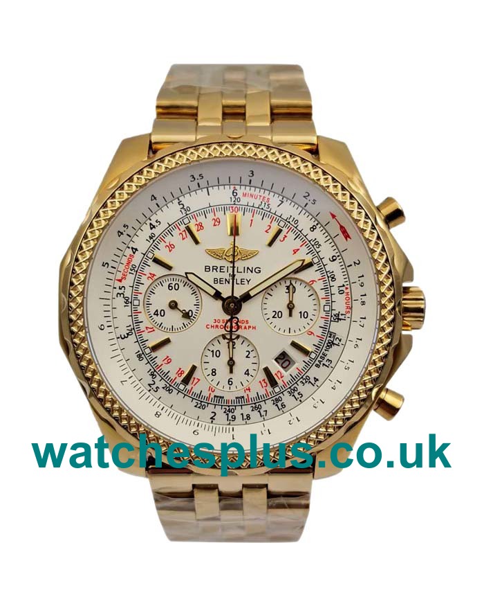 UK AAA Quality Fake Breitling Bentley Motors A25362 With White Dials And Gold Cases For Men