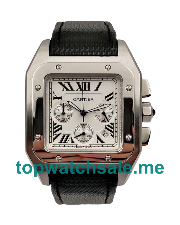 UK Perfect 1:1 Cartier Santos 100 W20090X8 Replica Watches With Silver Dials For Sale