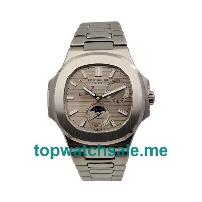UK Cheap Replica Patek Philippe Nautilus 5712/1A Watches With Gray Dials Steel Cases For Men