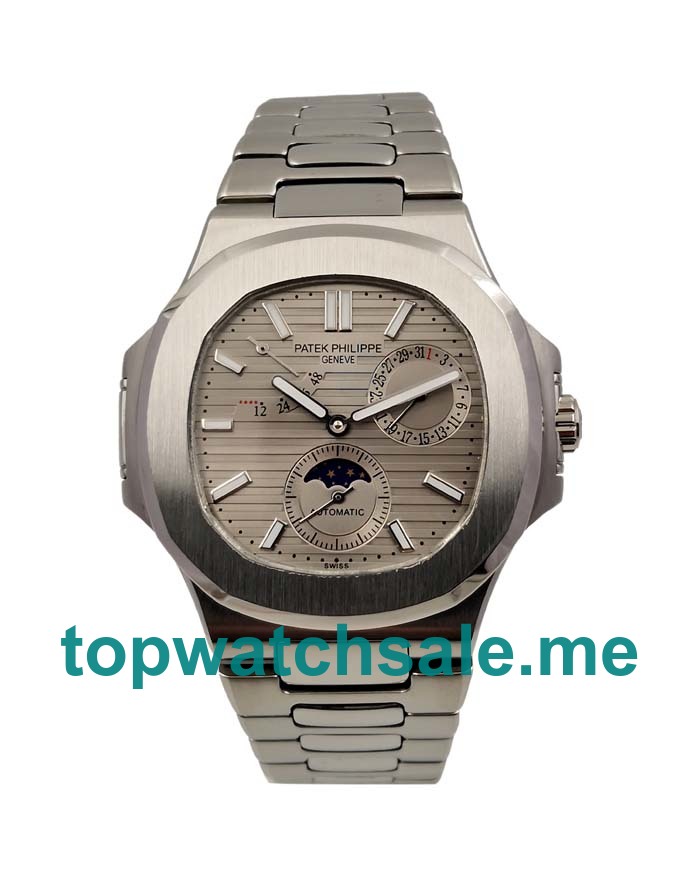 UK Cheap Replica Patek Philippe Nautilus 5712/1A Watches With Gray Dials Steel Cases For Men