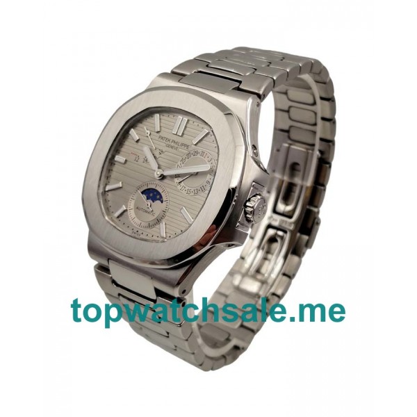 UK Cheap Replica Patek Philippe Nautilus 5712/1A Watches With Gray Dials Steel Cases For Men