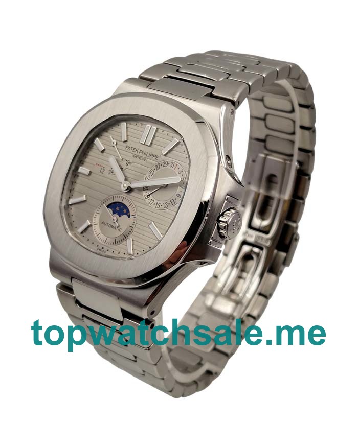 UK Cheap Replica Patek Philippe Nautilus 5712/1A Watches With Gray Dials Steel Cases For Men