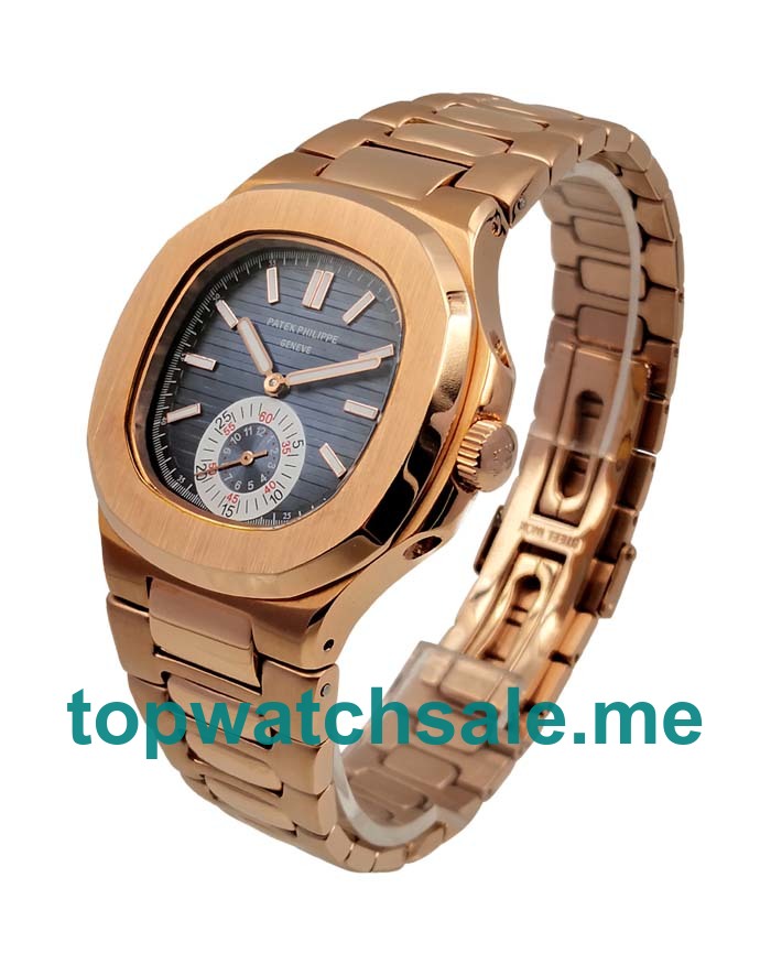 UK Best Quality Replica Patek Philippe Nautilus 5980/1R With Blue Dials And Rose Gold Cases For Sale
