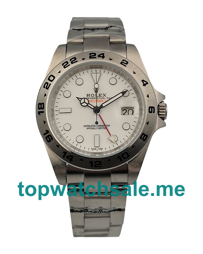 UK Best Luxury White Dials Fake Rolex Explorer II 216570 With Steel Cases For Sale Online