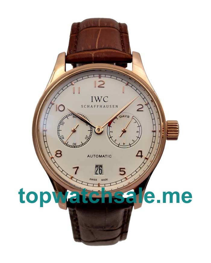 UK Perfect 1:1 Replica IWC Portugieser IW500113 With White Dials And Rose Gold Cases For Men