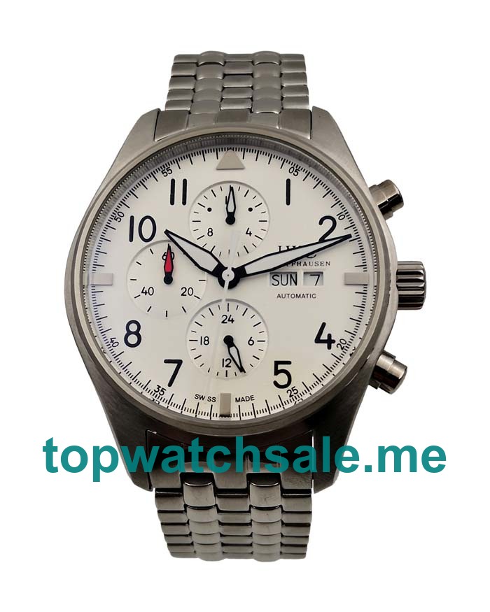 UK Luxury Replica IWC Pilots Spitfire Chronograph IW371705 With White Dials For Men