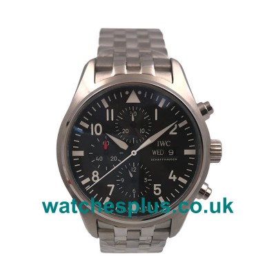 Swiss Made Replica IWC Pilots Spitfire Chronograph IW371704 With Black Dials And Steel Cases For Sale