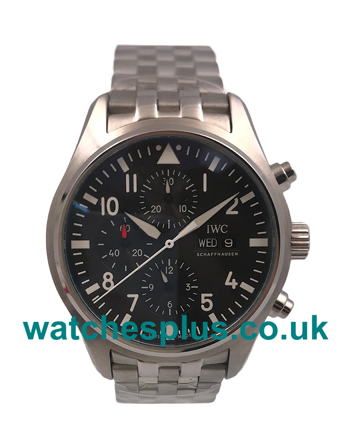 Swiss Made Replica IWC Pilots Spitfire Chronograph IW371704 With Black Dials And Steel Cases For Sale