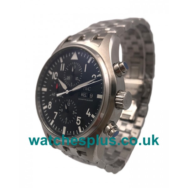 Swiss Made Replica IWC Pilots Spitfire Chronograph IW371704 With Black Dials And Steel Cases For Sale