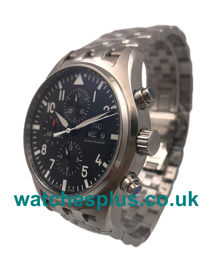 Swiss Made Replica IWC Pilots Spitfire Chronograph IW371704 With Black Dials And Steel Cases For Sale