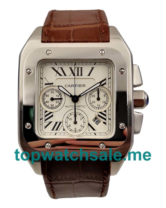 UK Perfect Cartier Santos 100 W20090X8 Replica Watches With Silver Dials For Men