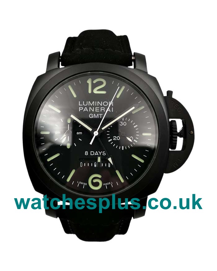 UK Swiss Online Replica Panerai Luminor GMT PAM00317 With Black Dials Black Ceramic Cases