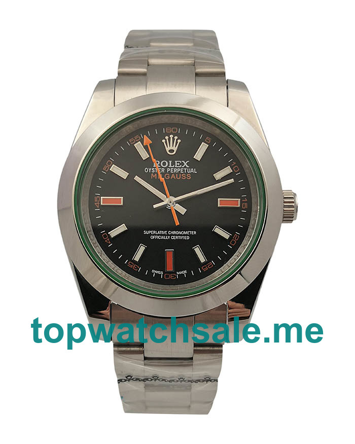 UK Best Quality Rolex Milgauss 116400GV Replica Watches With Black Dials For Sale