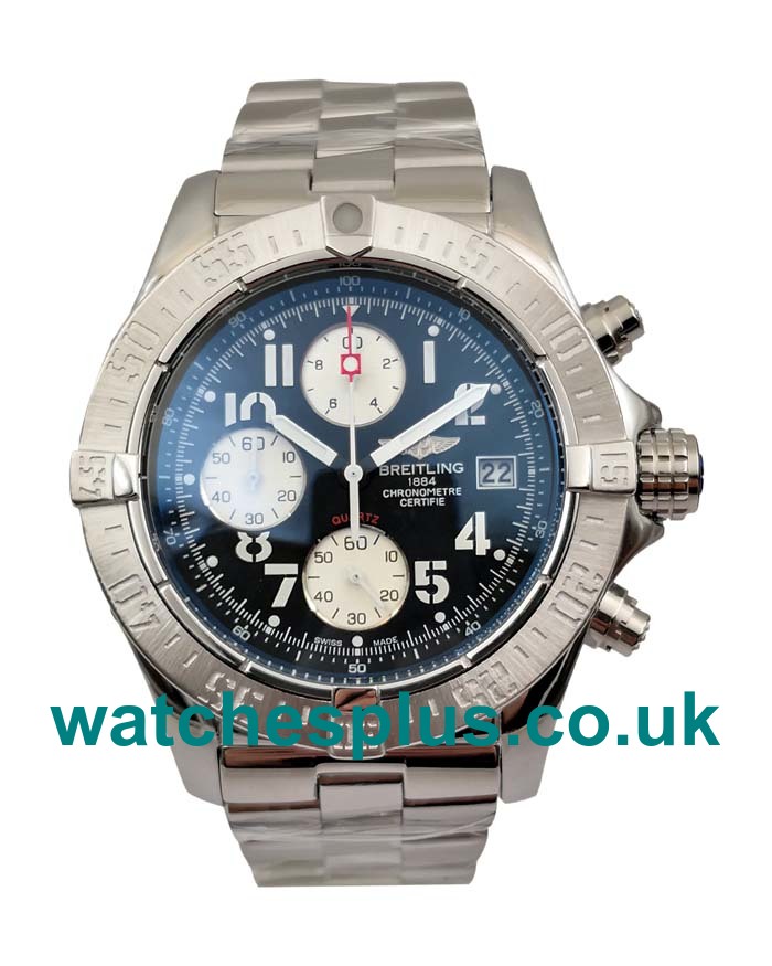 UK Best Quality Breitling Super Avenger A13370 Replica Watches With Black Dials For Men