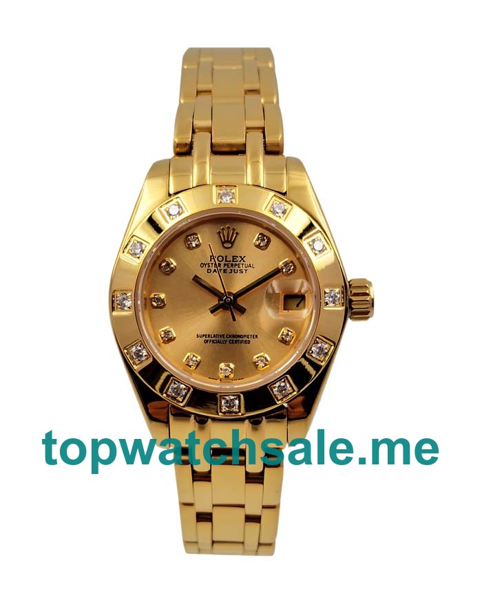 UK 1:1 Perfect Rolex Pearlmaster 81318 Replica Watches With Champagne Dials For Women