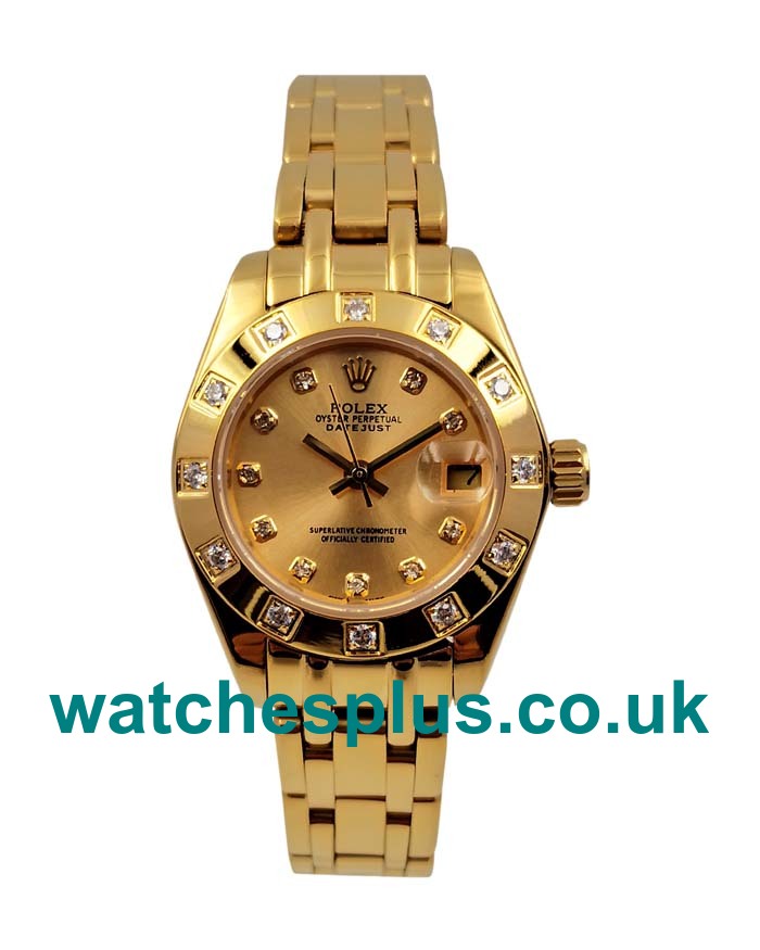 UK 1:1 Perfect Rolex Pearlmaster 81318 Replica Watches With Champagne Dials For Women