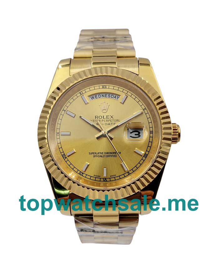 UK Perfect 1:1 Rolex Day-Date 218238 Replica Watches With Champagne Dials For Sale