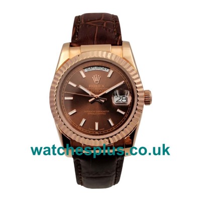 36 MM Best Quality Rolex Day-Date 118135 Replica Watches With Chocolate Dials For Sale