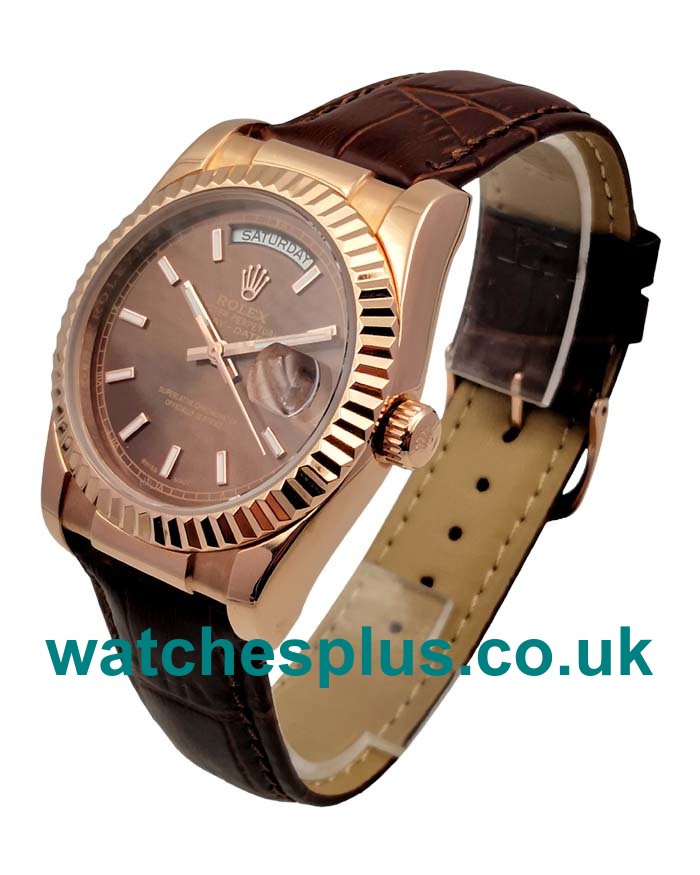 36 MM Best Quality Rolex Day-Date 118135 Replica Watches With Chocolate Dials For Sale