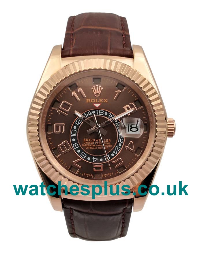 UK Top Quality Rolex Sky-Dweller 326135 Replica Watches With Brown Dials For Sale