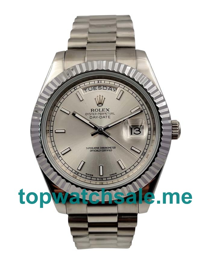 UK Best 1:1 Rolex Day-Date II 218239 Replica Watches With Silver Dials For Sale