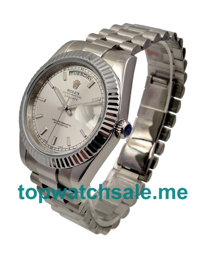 UK Best 1:1 Rolex Day-Date II 218239 Replica Watches With Silver Dials For Sale