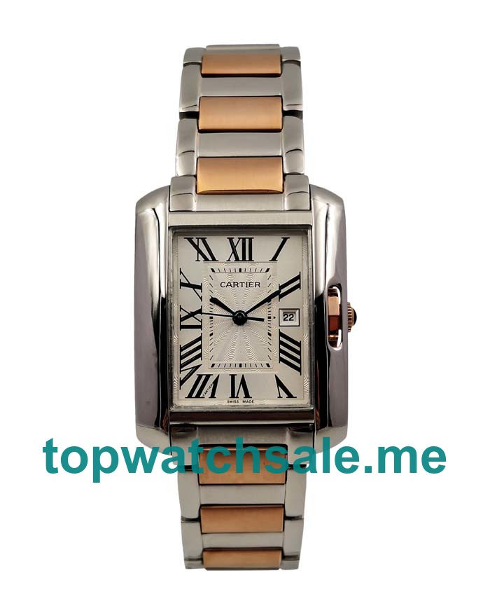 UK Cheap Cartier Tank Anglaise W5310019 Replica Watches With Silver Dials For Sale