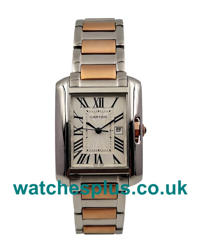 UK Cheap Cartier Tank Anglaise W5310019 Replica Watches With Silver Dials For Sale