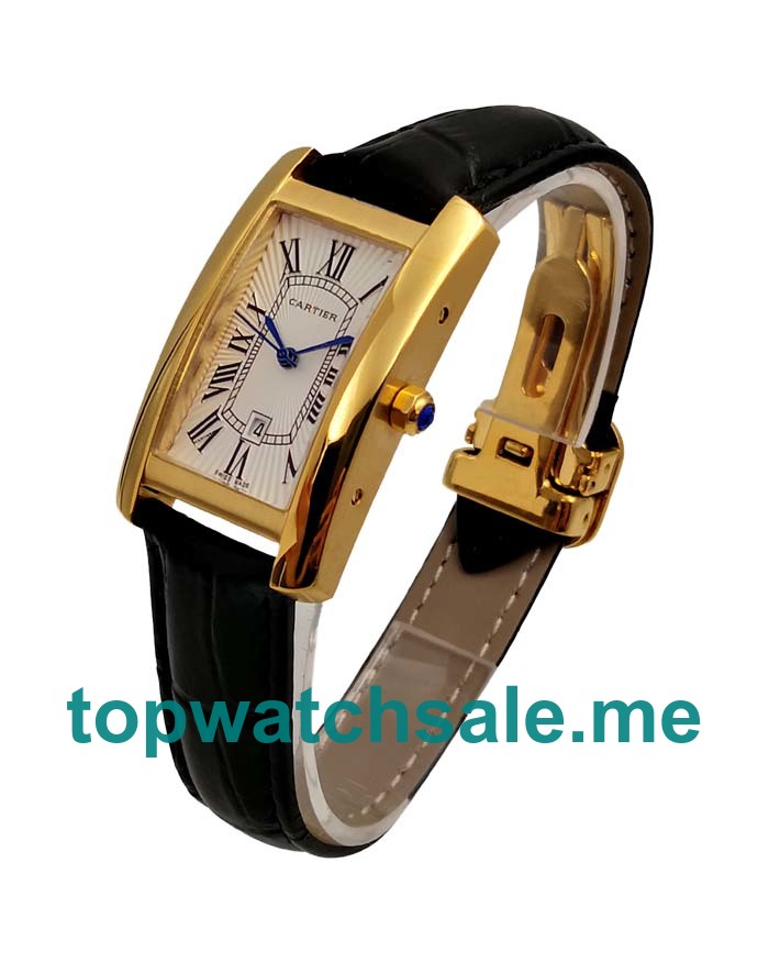 UK Cheap Silver Dials Replica Cartier Tank Americaine W2603156 With Gold Cases For Sale