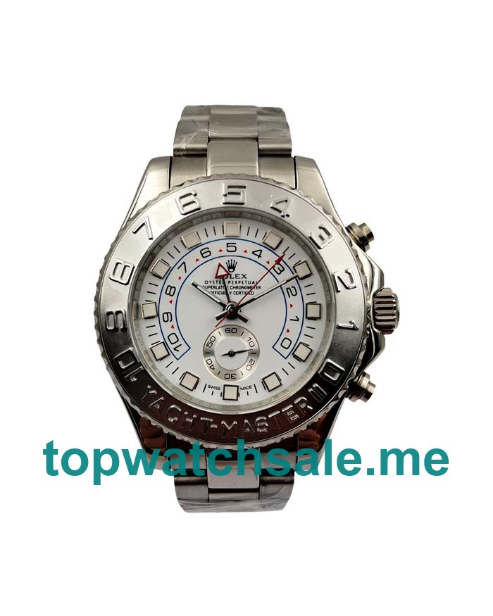 UK Top Swiss 44 MM Fake Rolex Yacht-Master II 116689 With White Dials For Sale