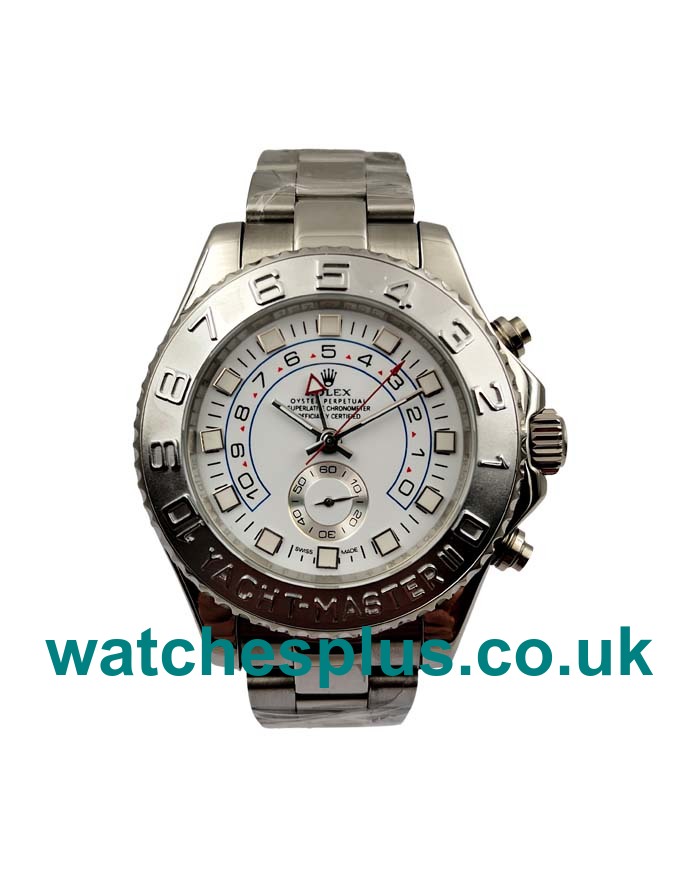 UK Top Swiss 44 MM Fake Rolex Yacht-Master II 116689 With White Dials For Sale