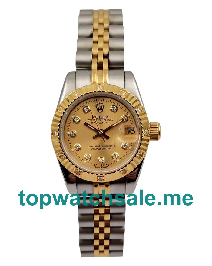Best 1:1 Rolex Lady-Datejust 179313 Replica Watches With Champagne Dials Online