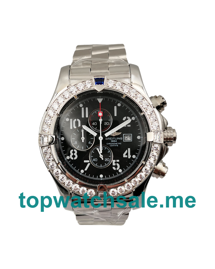 UK Perfect 48.4 MM Replica Breitling Super Avenger A13370 With Black Dials Stainless Steel Cases