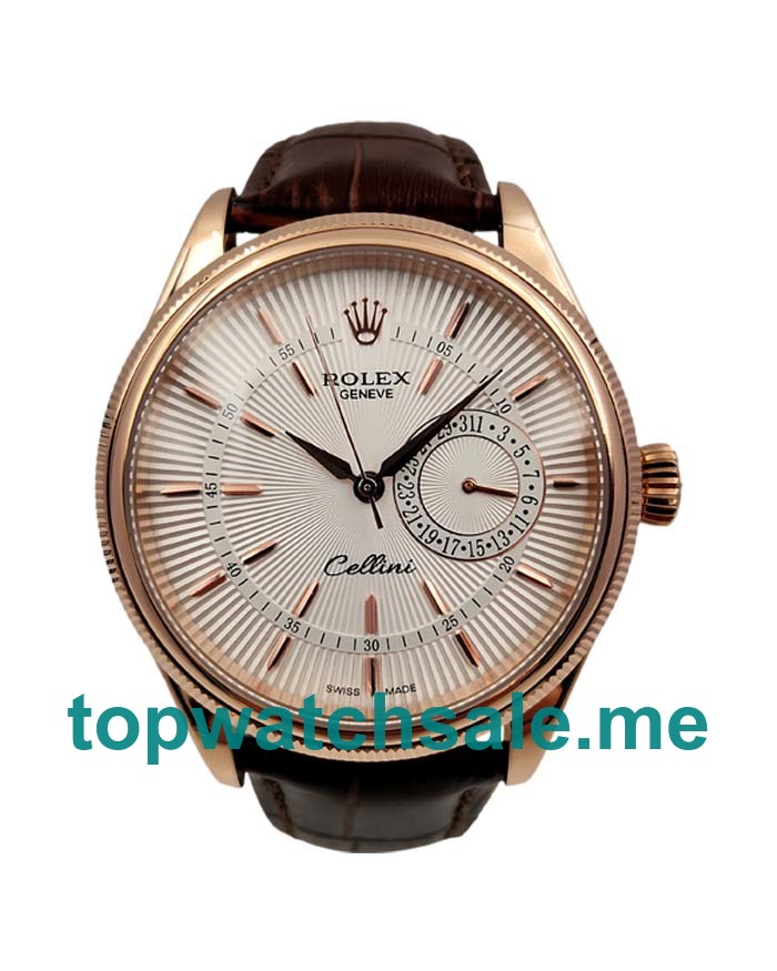 UK Best Quality Replica Rolex Cellini 50515 With White Dials And Rose Gold Cases For Sale