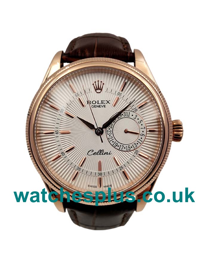 UK Best Quality Replica Rolex Cellini 50515 With White Dials And Rose Gold Cases For Sale