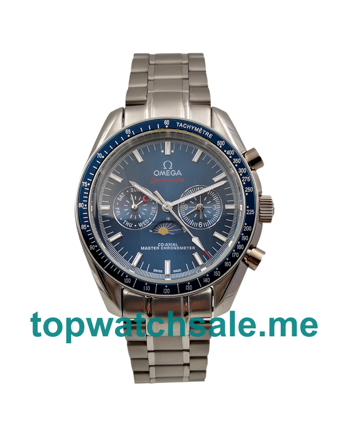 UK Perfect Omega Speedmaster Moonwatch 304.33.44.52.03.001 Replica Watches With Blue Dials For Men