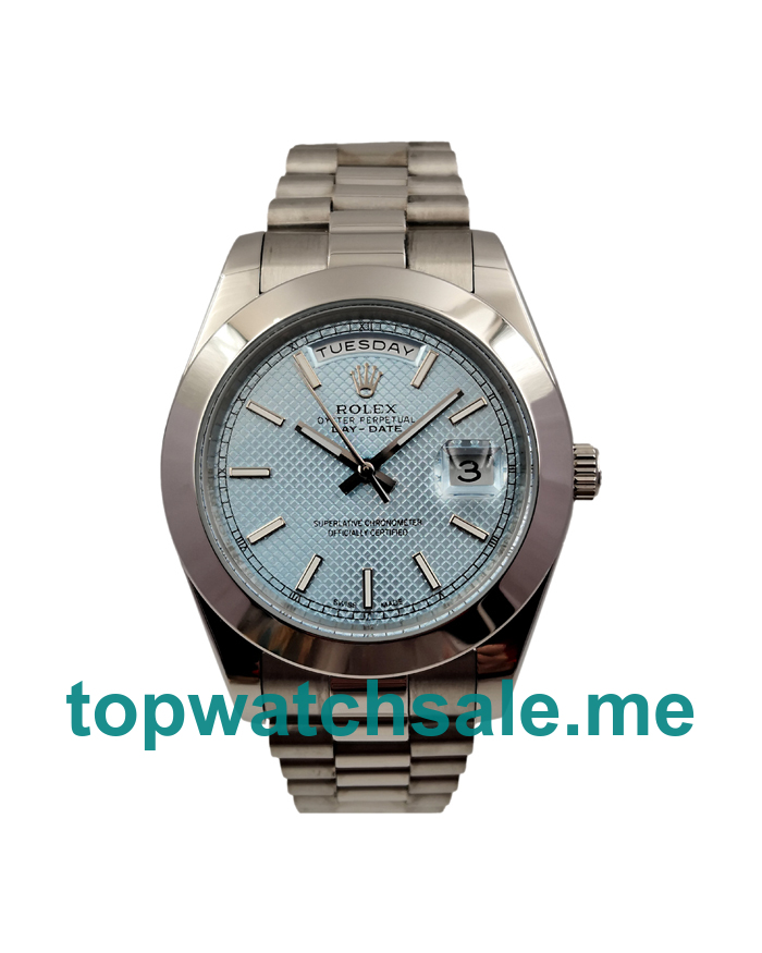 UK Swiss Made Male 41 MM Rolex Day-Date 228206 Replica Watches With Ice Blue Dials For Sale