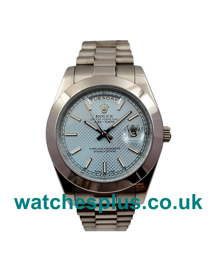 UK Swiss Made Male 41 MM Rolex Day-Date 228206 Replica Watches With Ice Blue Dials For Sale