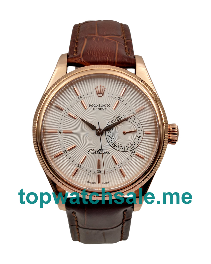 UK Best Quality Rolex Cellini 50515 Replica Watches With Silver Dials For Sale