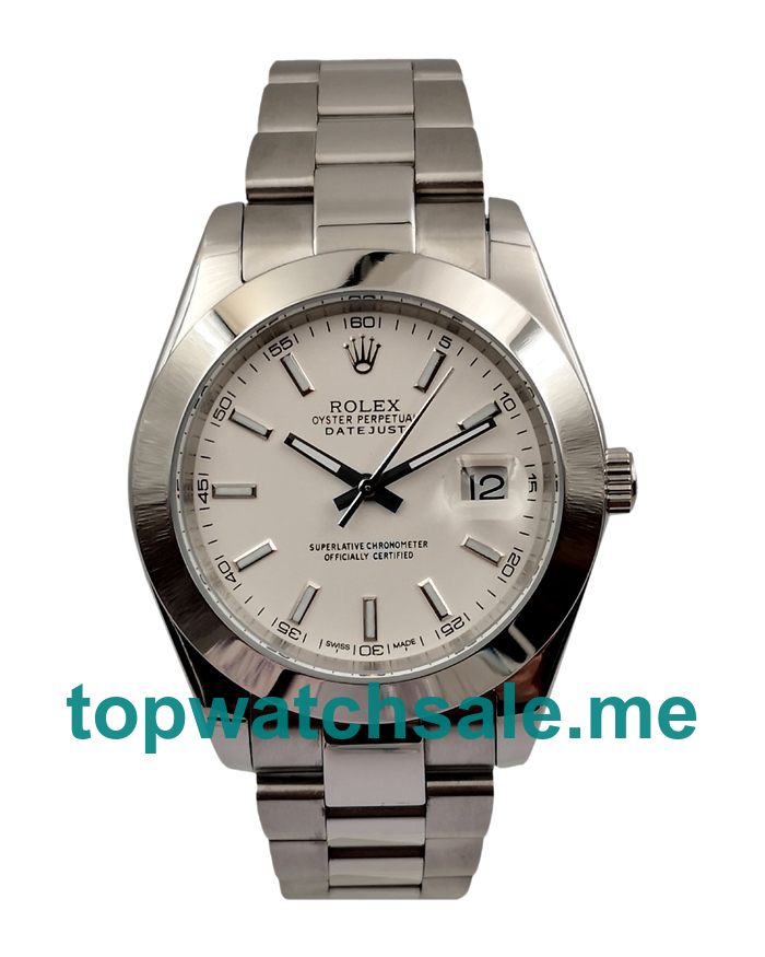 UK AAA Quality Rolex Datejust 126300 Replica Watches With White Dials For Men