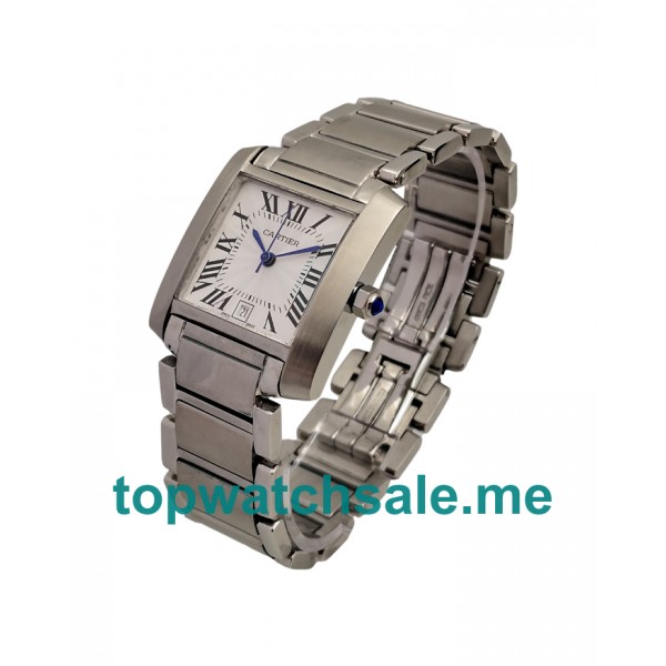 UK Swiss Made Replica Cartier Tank Francaise W51002Q3 With White Dials And Steel Cases Online