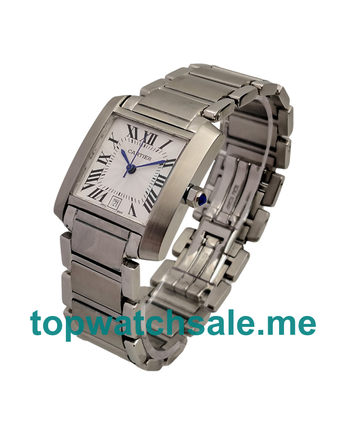 UK Swiss Made Replica Cartier Tank Francaise W51002Q3 With White Dials And Steel Cases Online